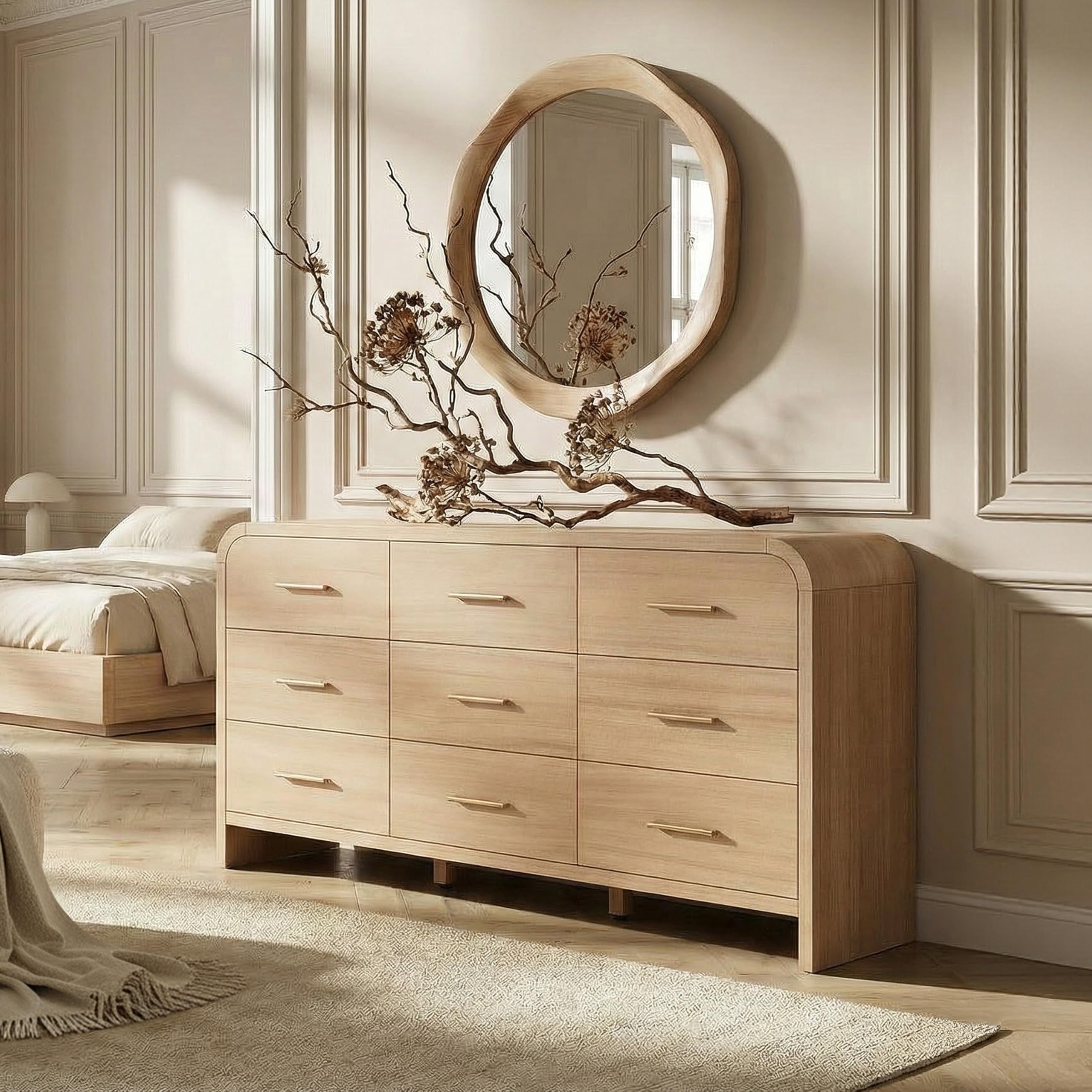 Drawer - シーニュ　ジレ　ベージュ Amazon.com: EliteSet Curved 9-Drawer Dresser for Bedroom, 63